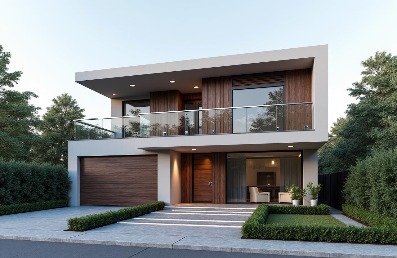 Exterior of a modern luxury home built by Crimson Wren Builders