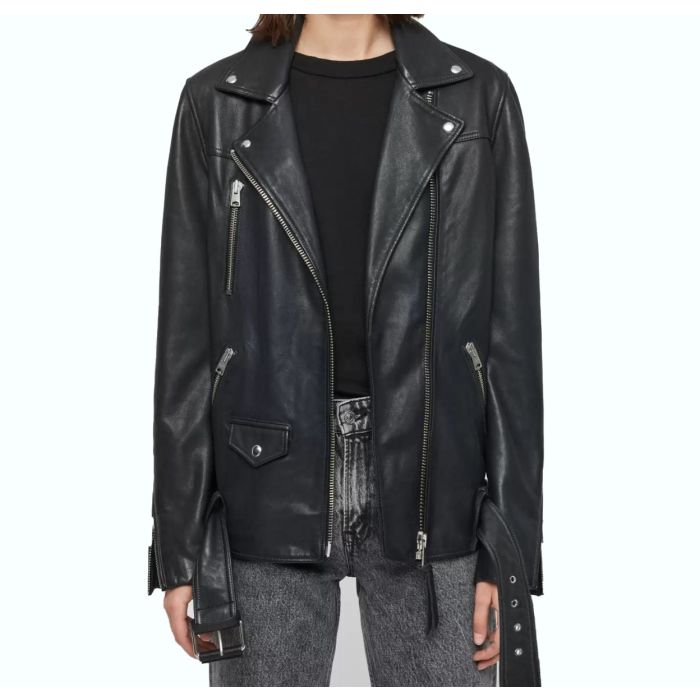 Able Oversized Black Leather Biker Jacket