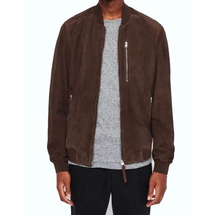 Blitz Suede Brown Leather Bomber Jacket