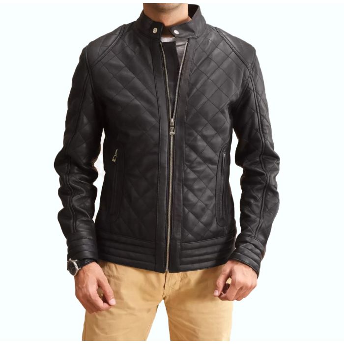 Henry Quilted Black Leather Jacket
