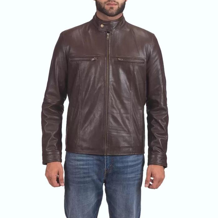 Mel Brown Leather Biker Jacket