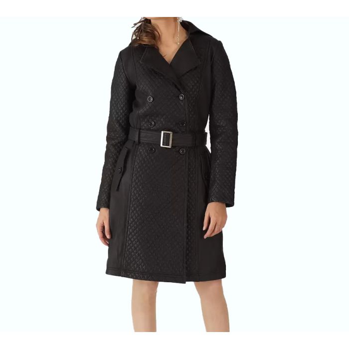 Sweet Susan Black Leather Trench Coat    