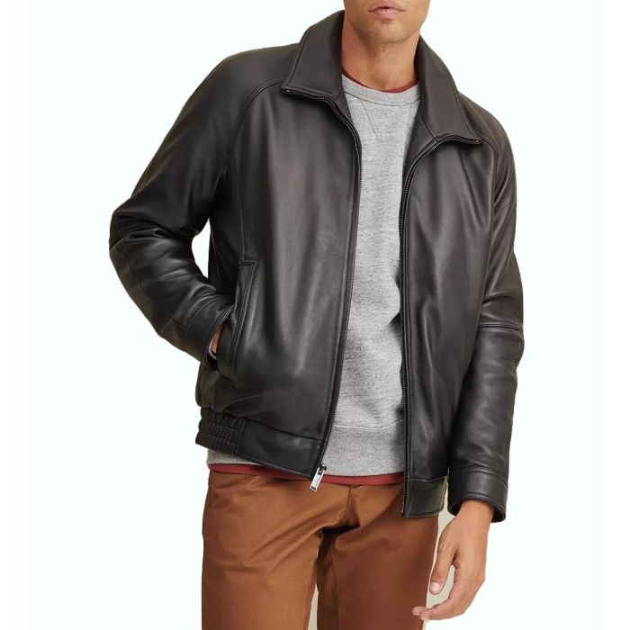 Thinsulate Lined Leather Bomber Jacket