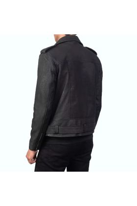Allaric Alley Distressed Black Leather Biker Jacket
