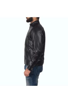 Austere Black Leather Biker Jacket
