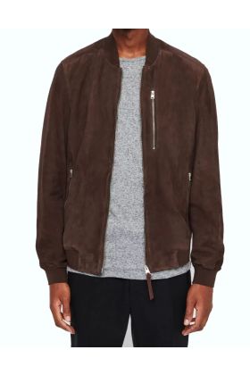 Blitz Suede Brown Leather Bomber Jacket