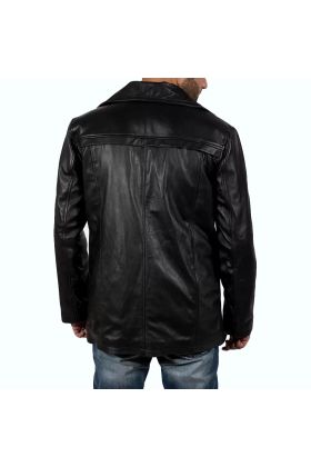 Brawnton Black Leather Coat