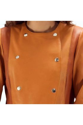 County Tan Overlap Leather Jacket