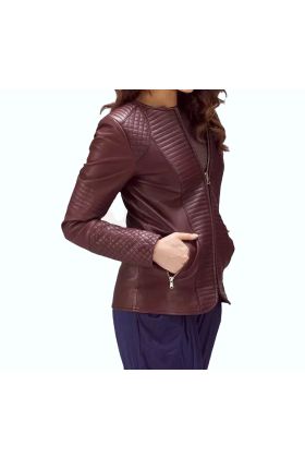 Devine Quilted Maroon Leather Jacket