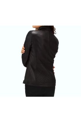 Feminine Grain Quilted Black Leather Biker Jacket
