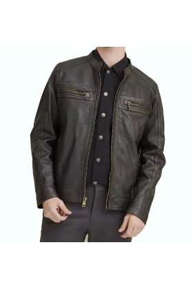 Gabe Leather Jacket with Patches