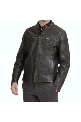 Gabe Leather Jacket with Patches