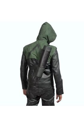 Green Hooded Leather Jacket