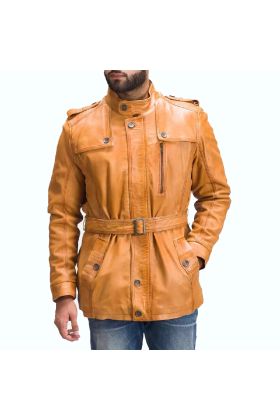 Hunter Tan Brown Fur Leather Jacket