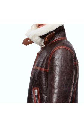 Inspire Dark Brown Shearling Biker Jacket