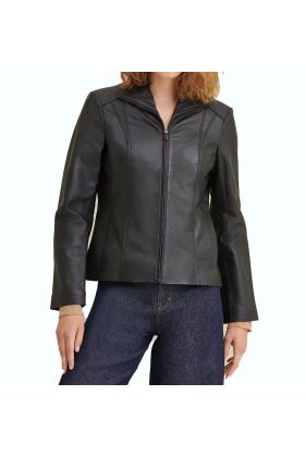 Kelsey Leather Scuba Jacket