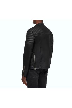 Pioneer Black Leather Biker Jacket