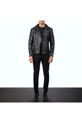 Raiden Black Leather Biker Jacket