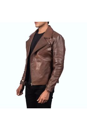 Raiden Brown Leather Biker Jacket