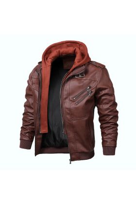 Retro Style Brown Leather Men Motorcycle Leather