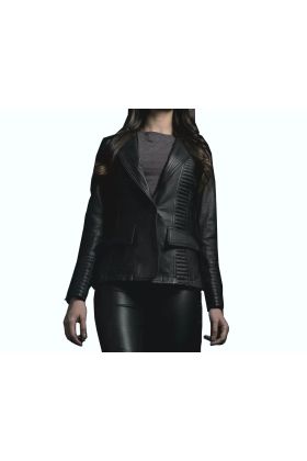 Selina Black Leather Blazer   