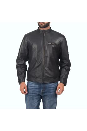 Solemn Black Leather Biker Jacket