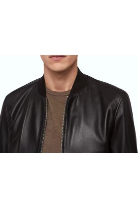 Swag Black Leather Bomber Jacket