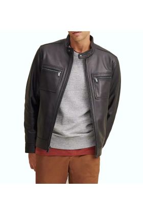 Tab Collar Leather Jacket