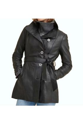 Victoria Belted Leather Jacket  